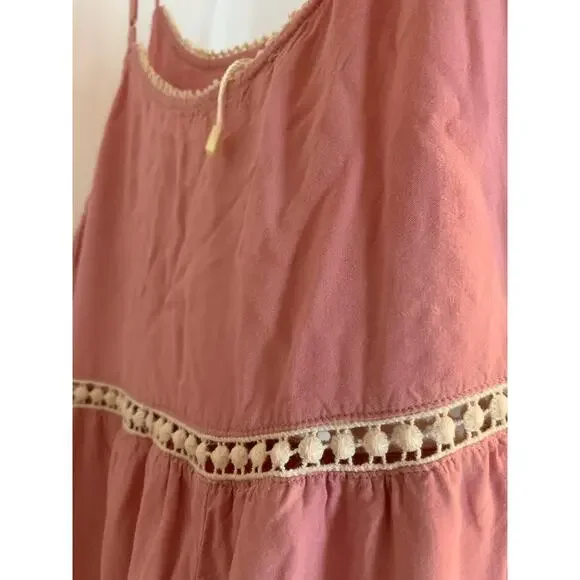 Esley  Embroidered Rayon Pink Strappy Large Women's Spring Maxi Dress NWOT - Picture 4 of 8